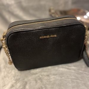 Michael Kors Ginny Leather Crossbody Bag Black
